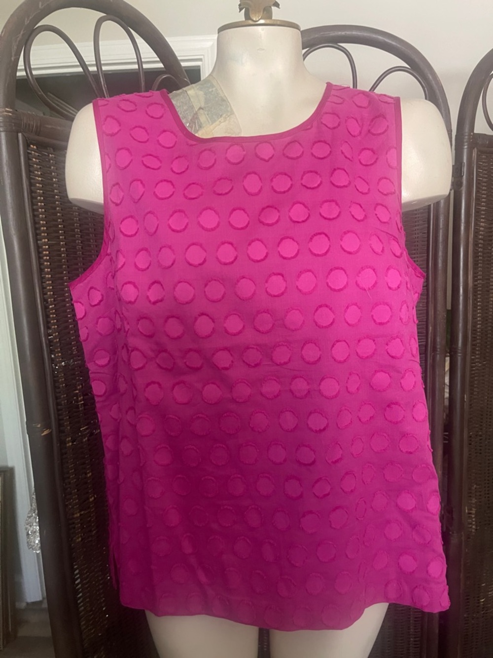Talbots Bright Fuchsia Textured Dot Sleeveless Tank